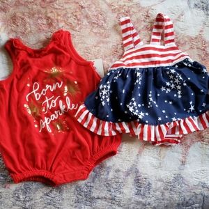 Fourth of July baby summer outfit bundle